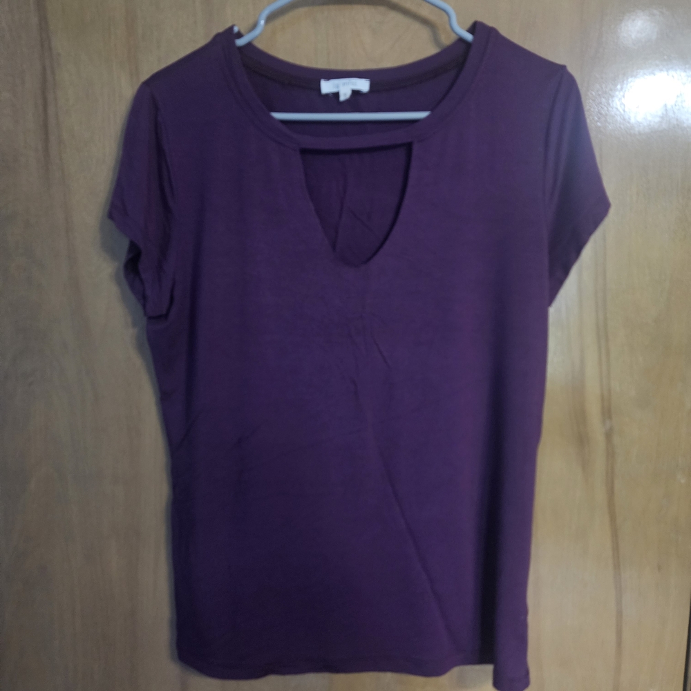 LA MIEL Purple Cap Sleeve Cut Out T-Shirt